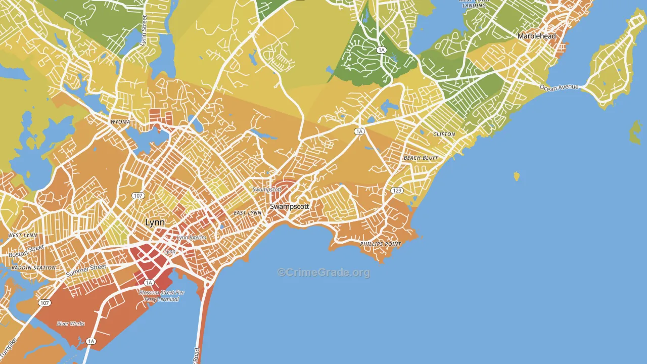 Swampscott, MA Map of Murder Rates