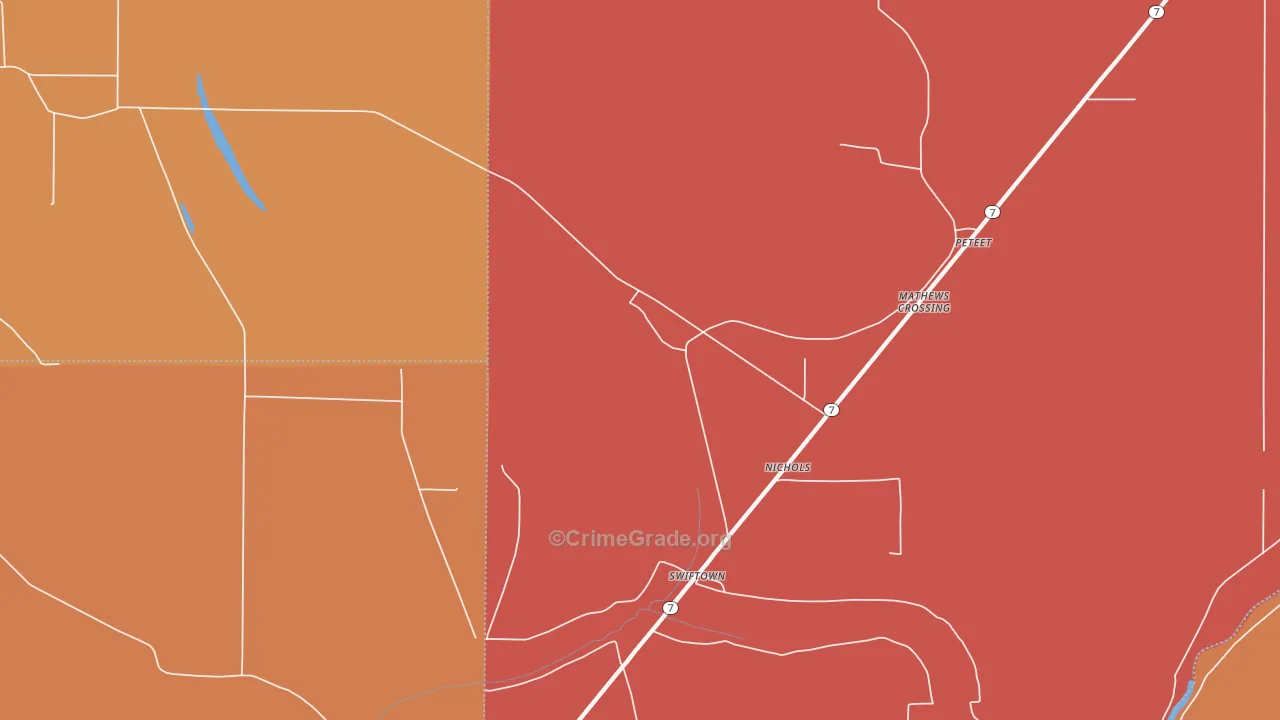 Swan Lake, MS Map of Murder Rates