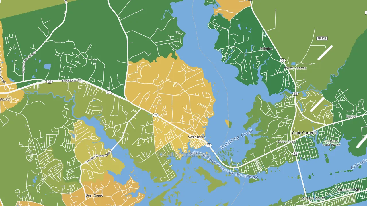 Swansboro, NC Map of Murder Rates