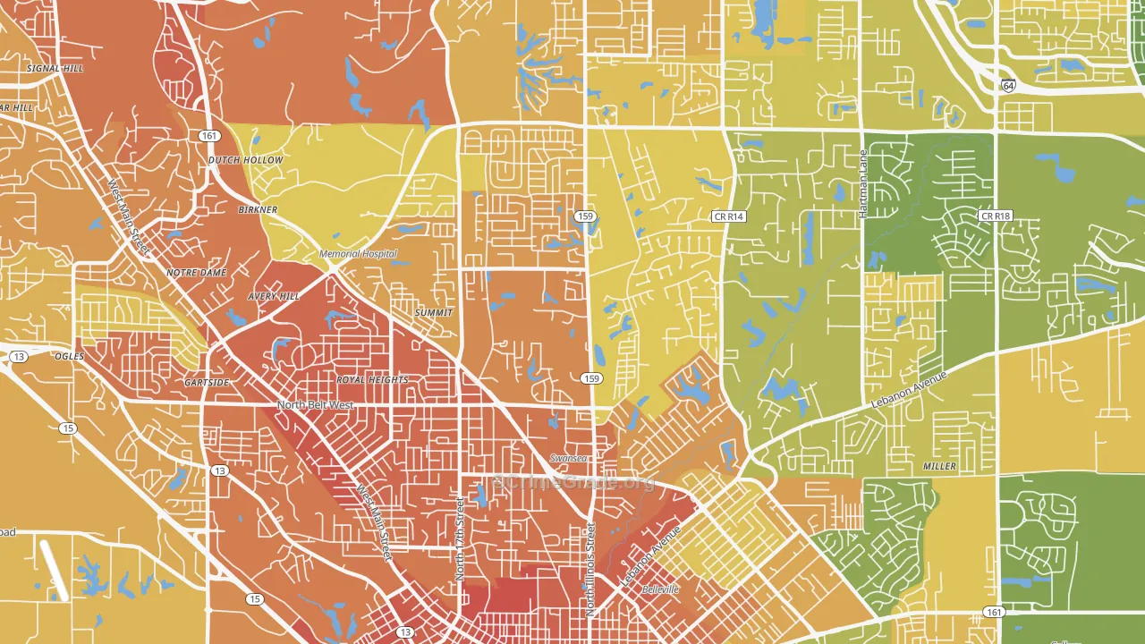 Swansea, IL Map of Murder Rates