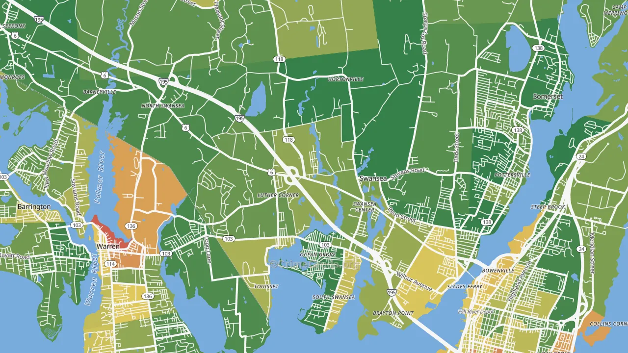 Swansea, MA Map of Murder Rates