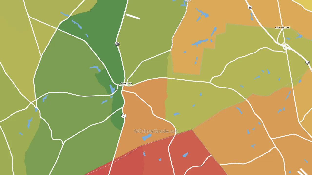 Swansea, SC Map of Murder Rates