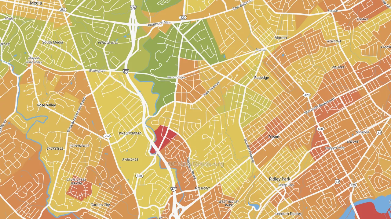 Swarthmore, PA Map of Murder Rates