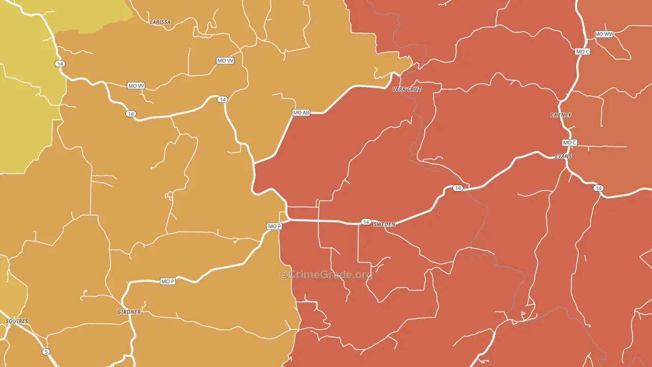 Sweden, MO Map of Murder Rates