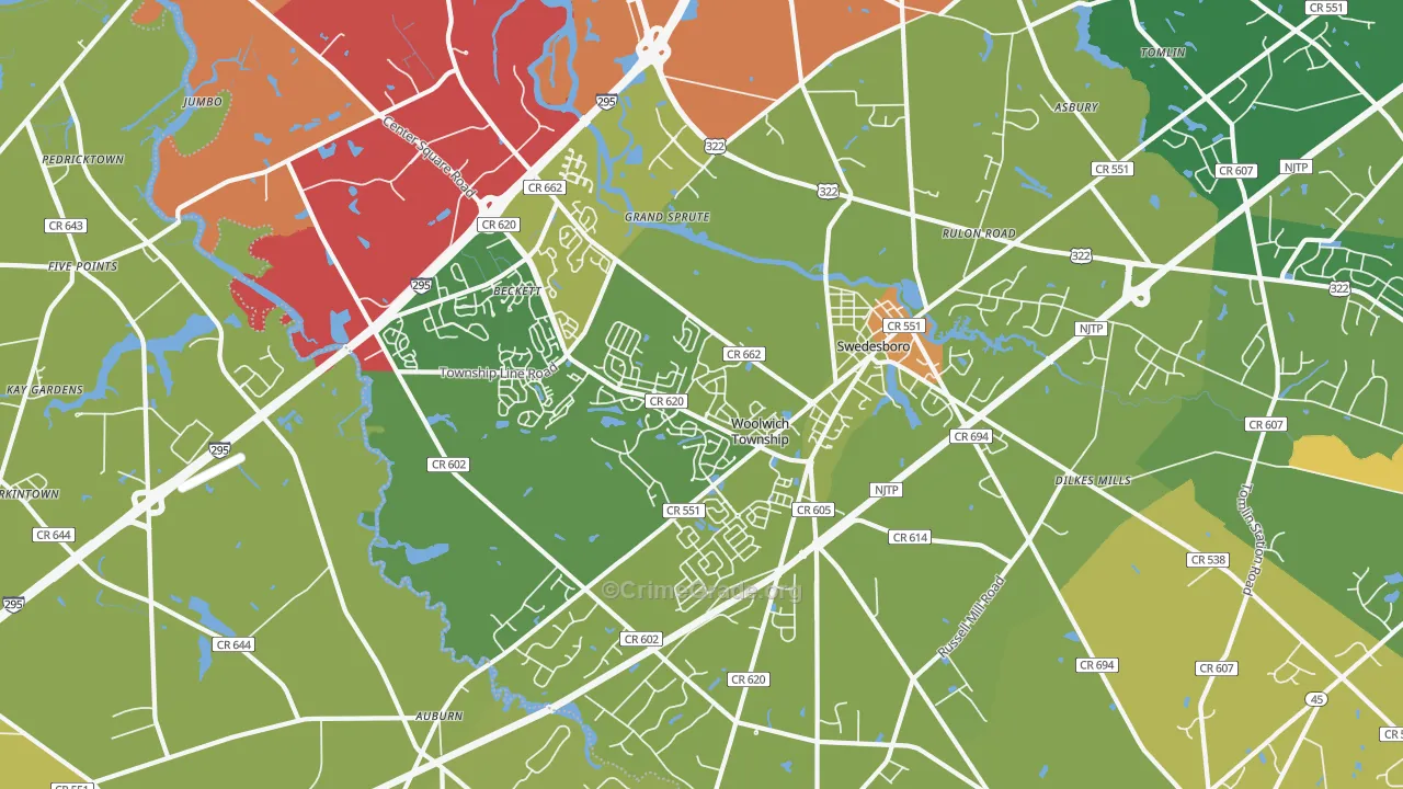 Swedesboro, NJ Map of Murder Rates