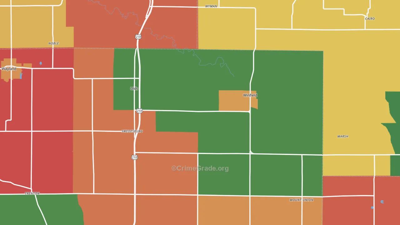 Swedesburg, IA Map of Murder Rates