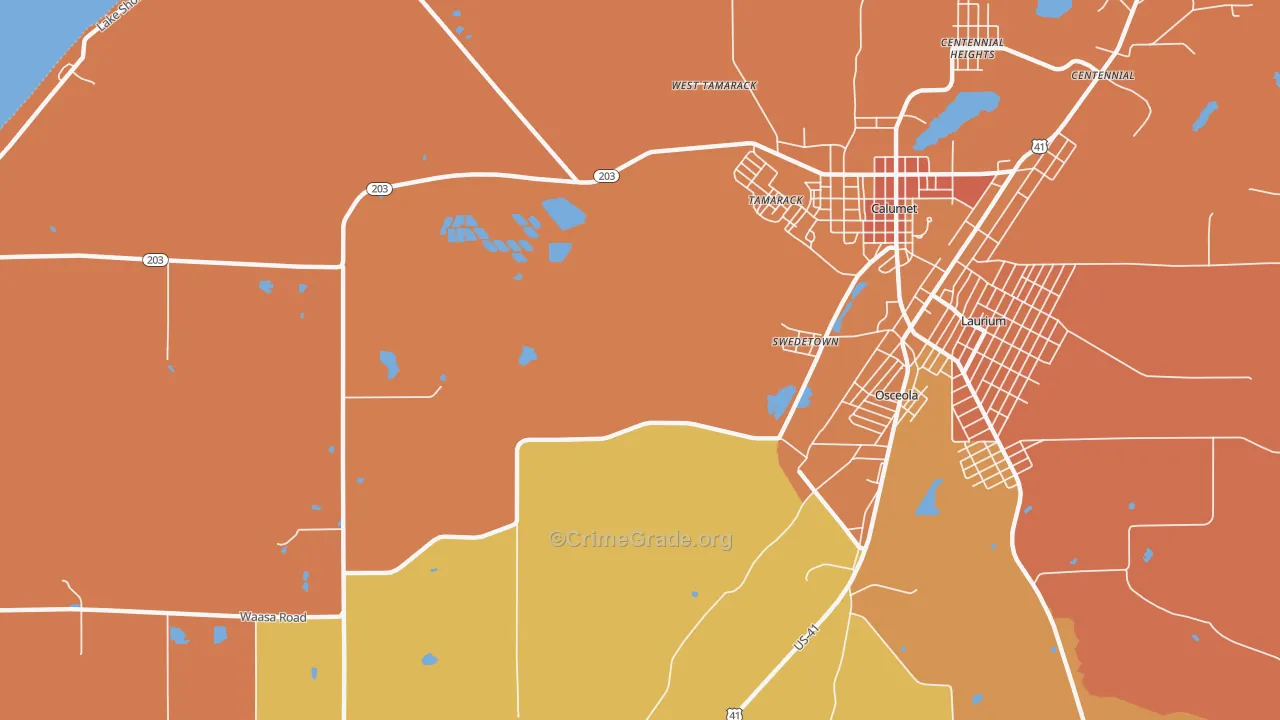 Swedetown, MI Map of Murder Rates