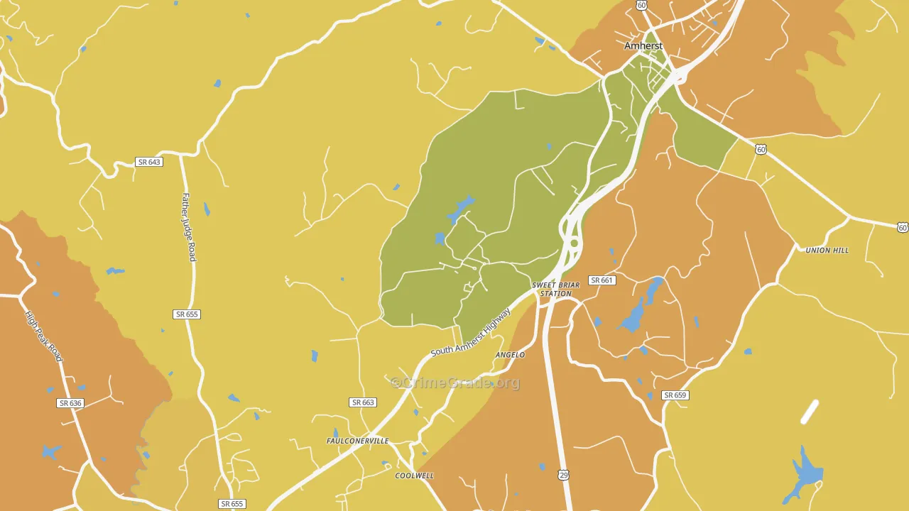 Sweet Briar, VA Map of Murder Rates
