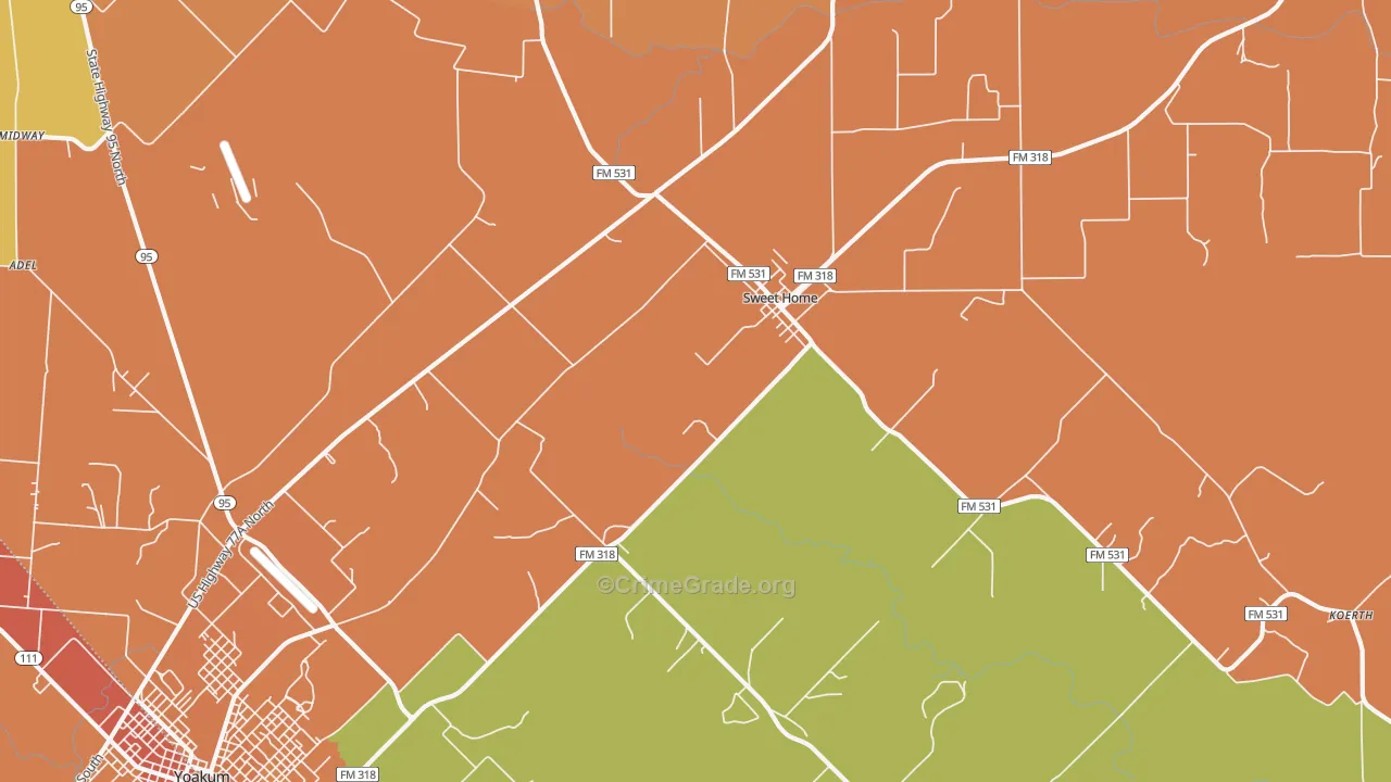 Sweet Home, TX Map of Murder Rates