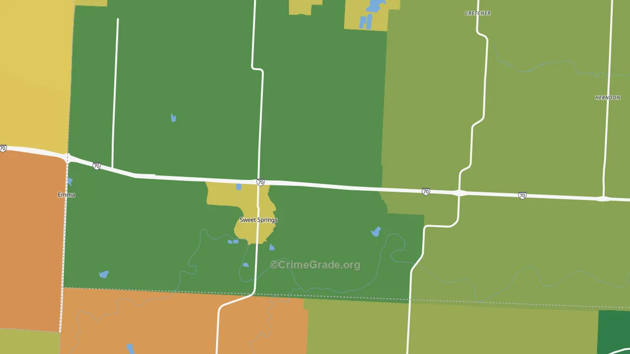 Sweet Springs, MO Map of Murder Rates