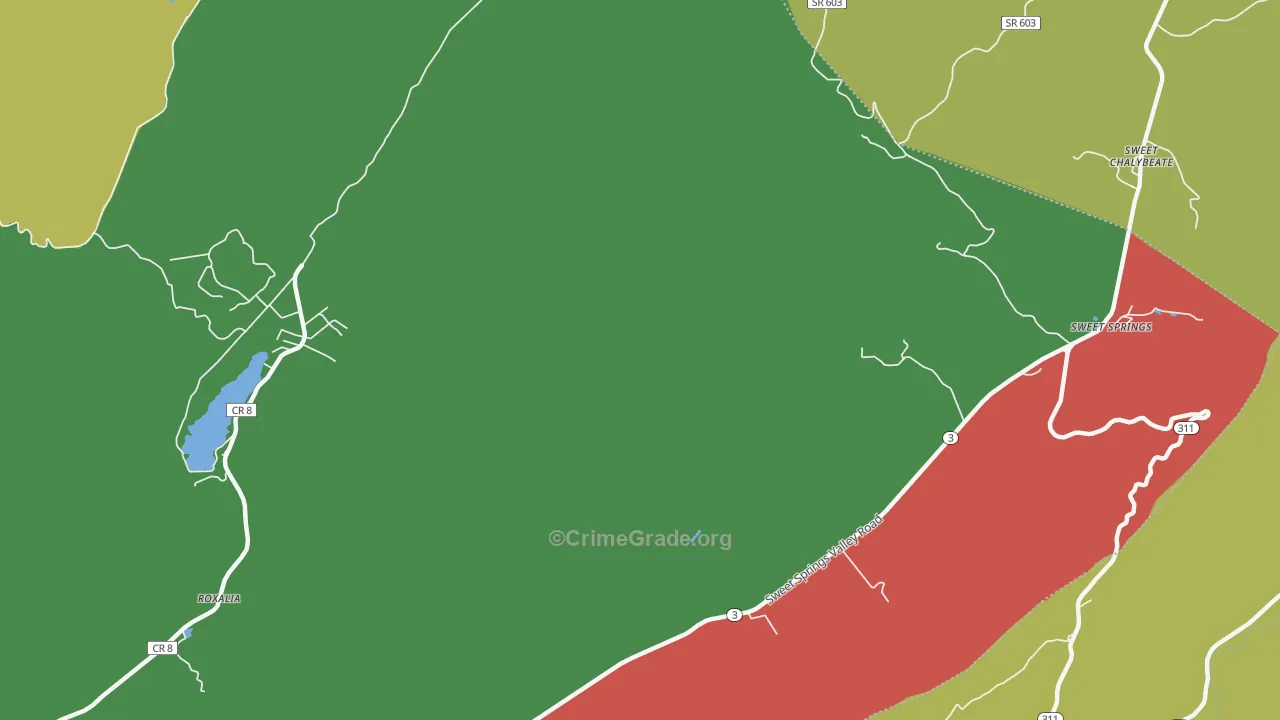 Sweet Springs, WV Map of Murder Rates