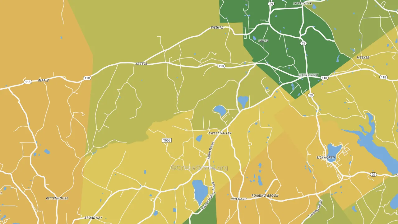 Sweet Valley, PA Map of Murder Rates