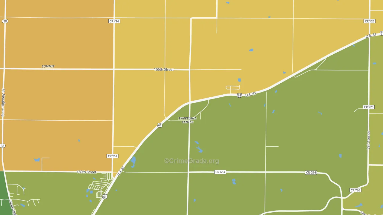 Sweetland Center, IA Map of Murder Rates