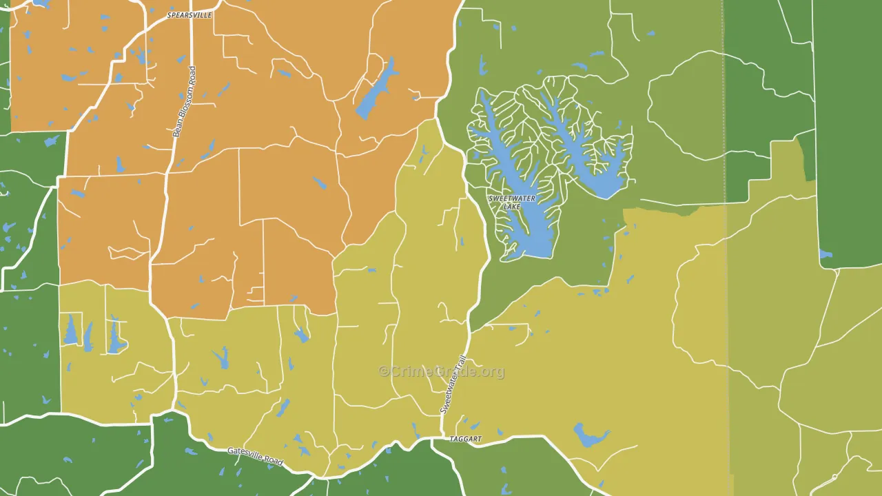 Sweetwater Lake, IN Map of Murder Rates