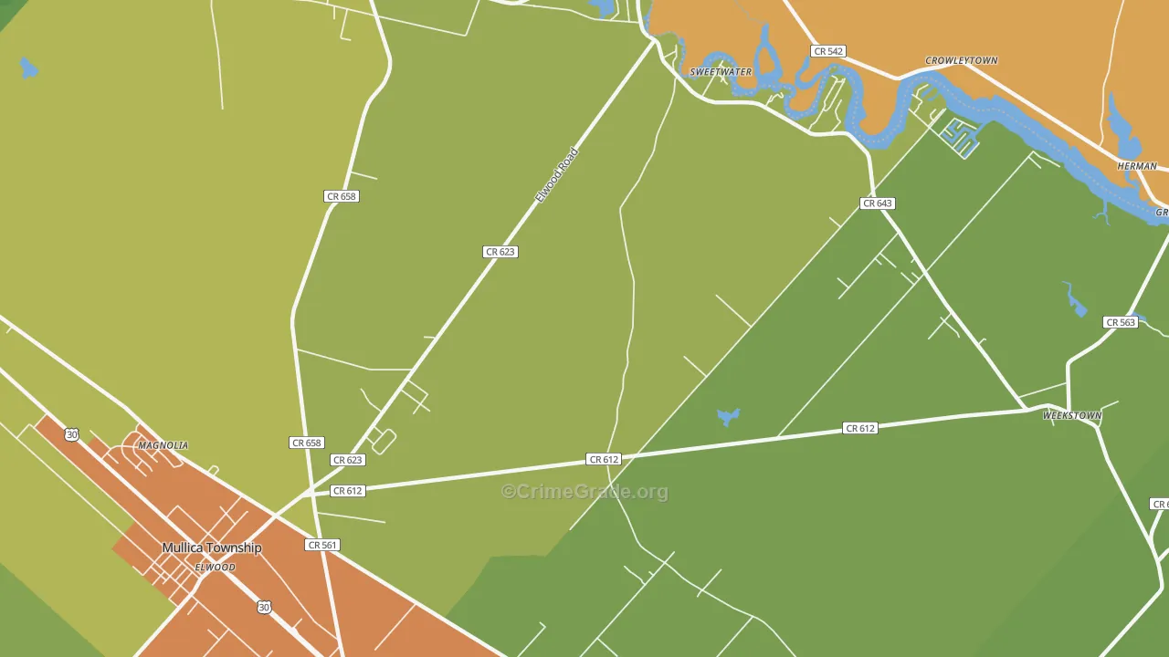Sweetwater, NJ Map of Murder Rates