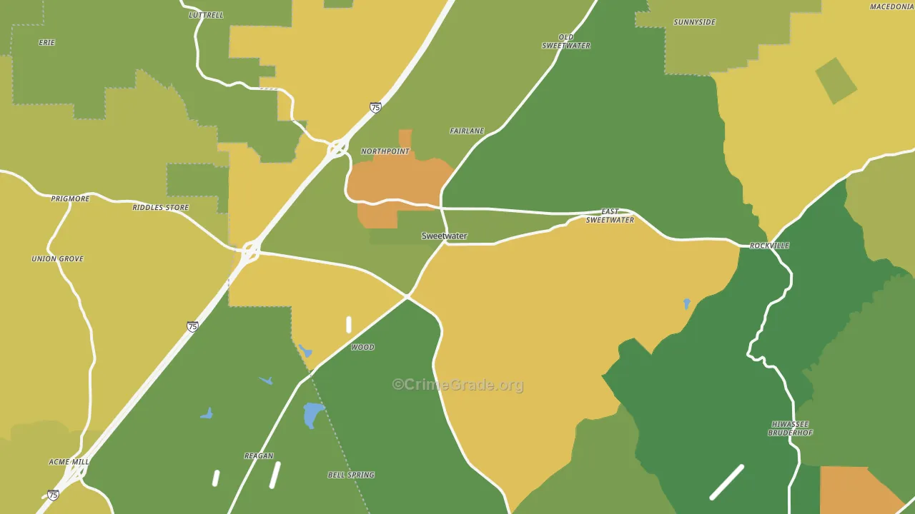 Sweetwater, TN Map of Murder Rates