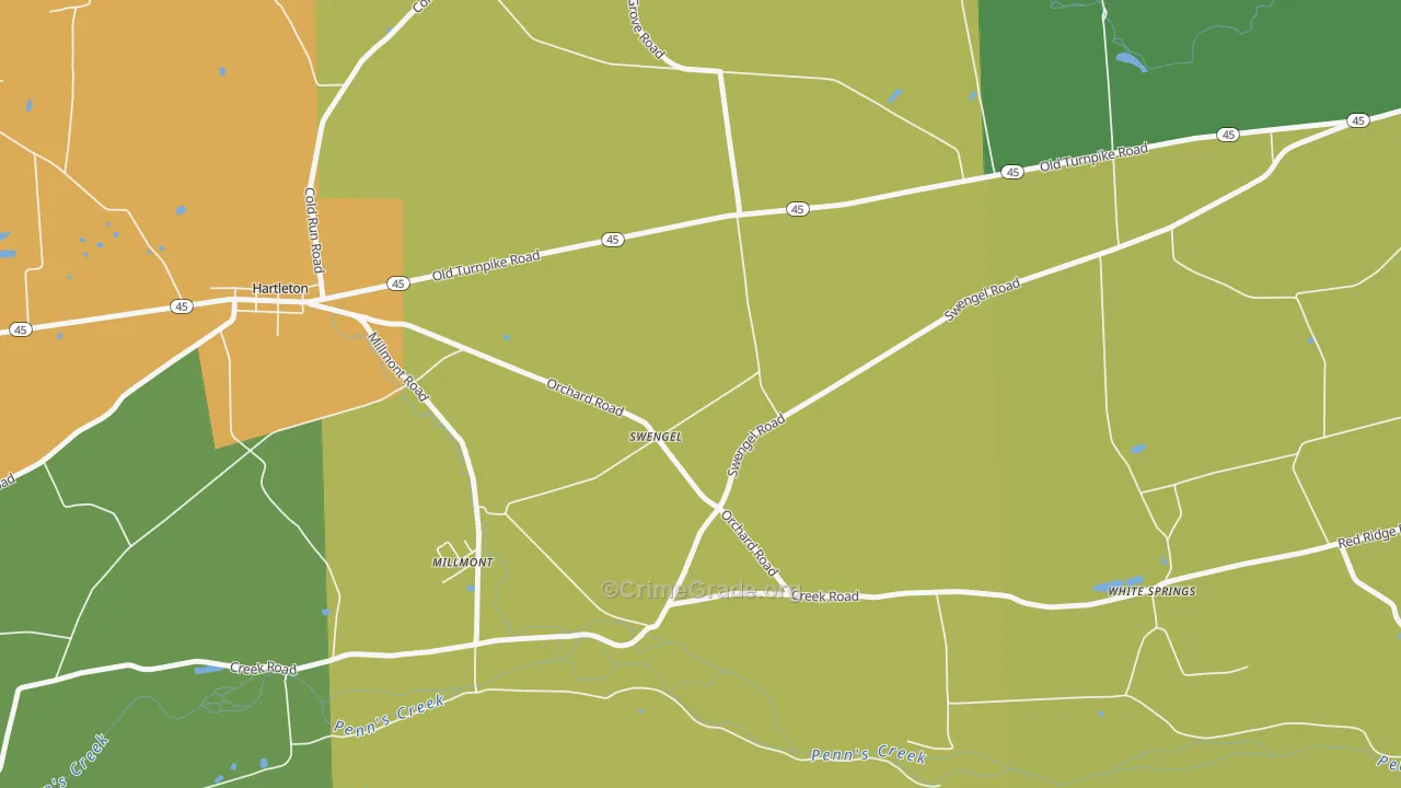 Swengel, PA Map of Murder Rates