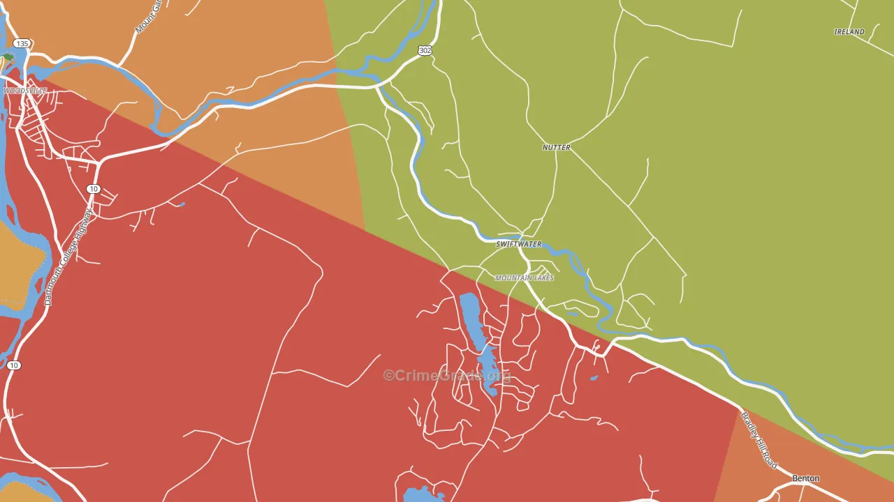 Swiftwater, NH Map of Murder Rates
