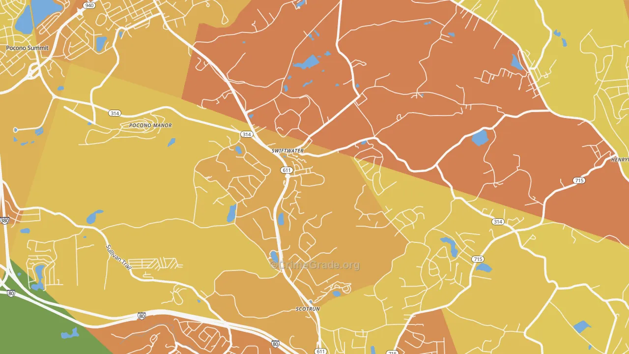 Swiftwater, PA Map of Murder Rates