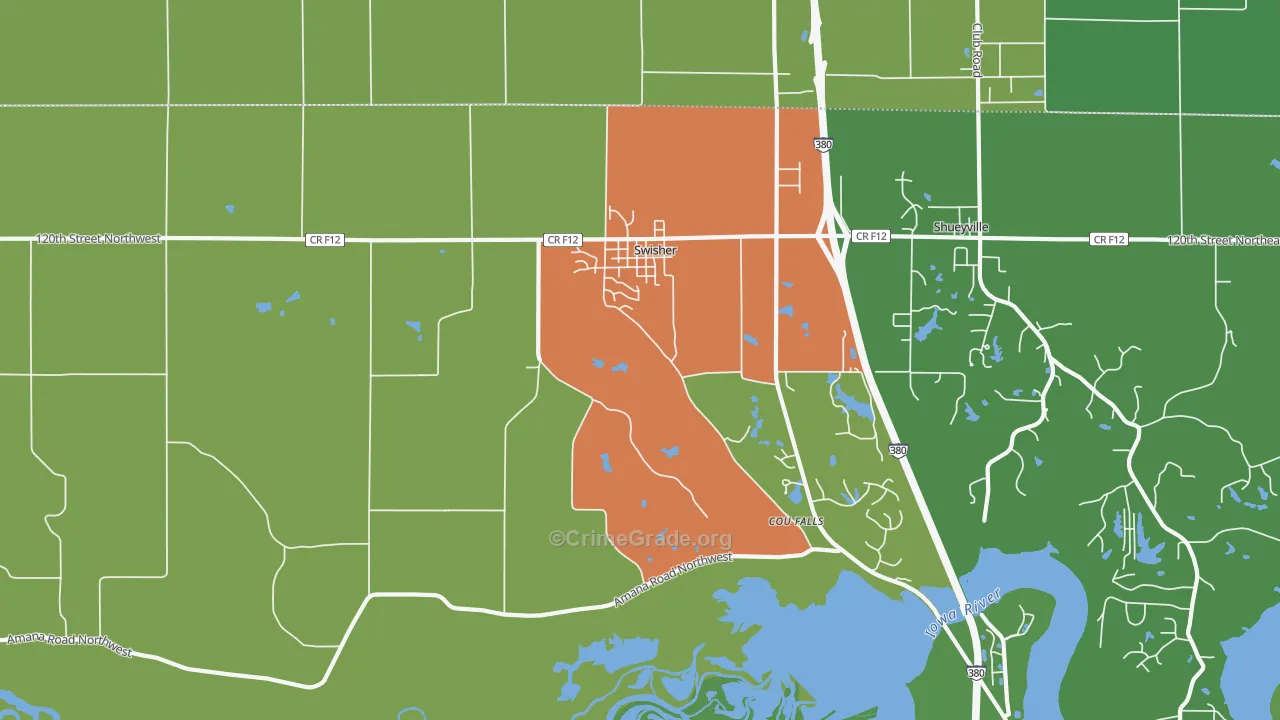 Swisher, IA Map of Murder Rates