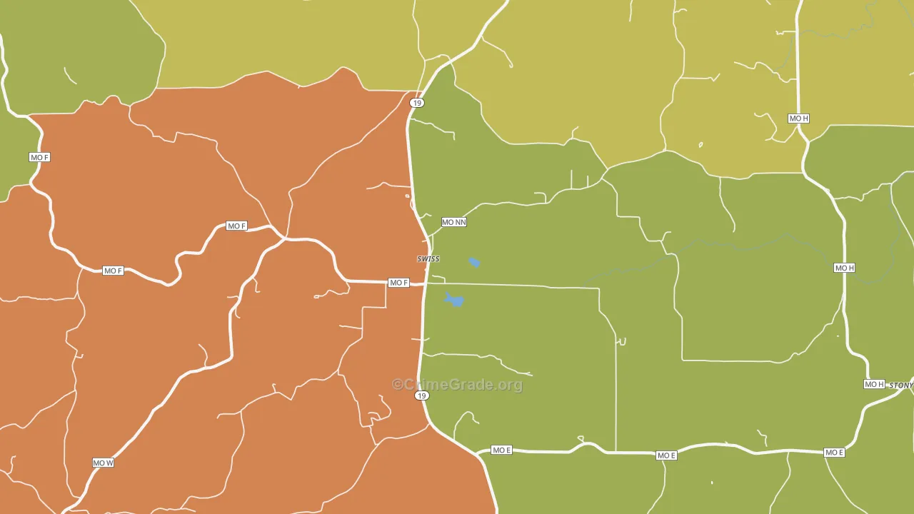 Swiss, MO Map of Murder Rates