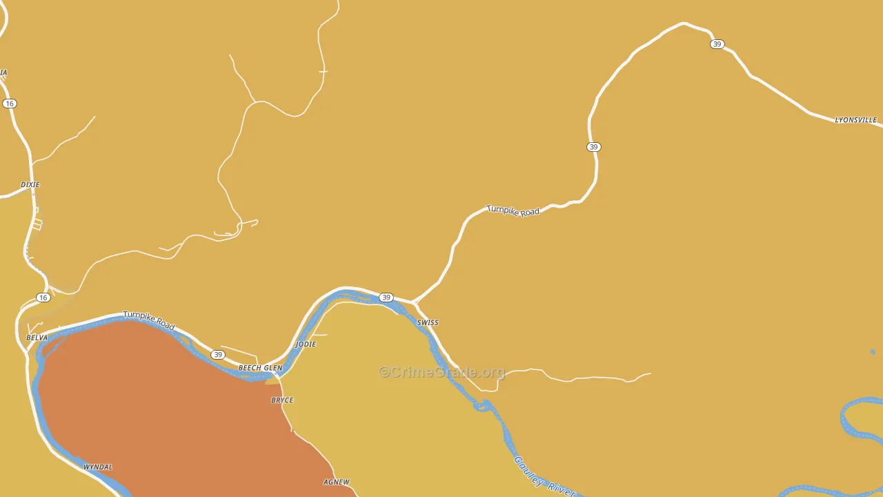 Swiss, WV Map of Murder Rates