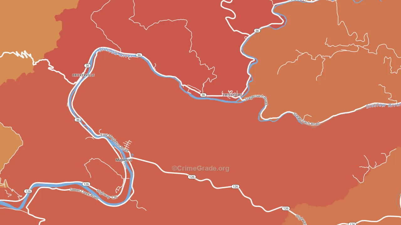 Swisshome, OR Map of Murder Rates