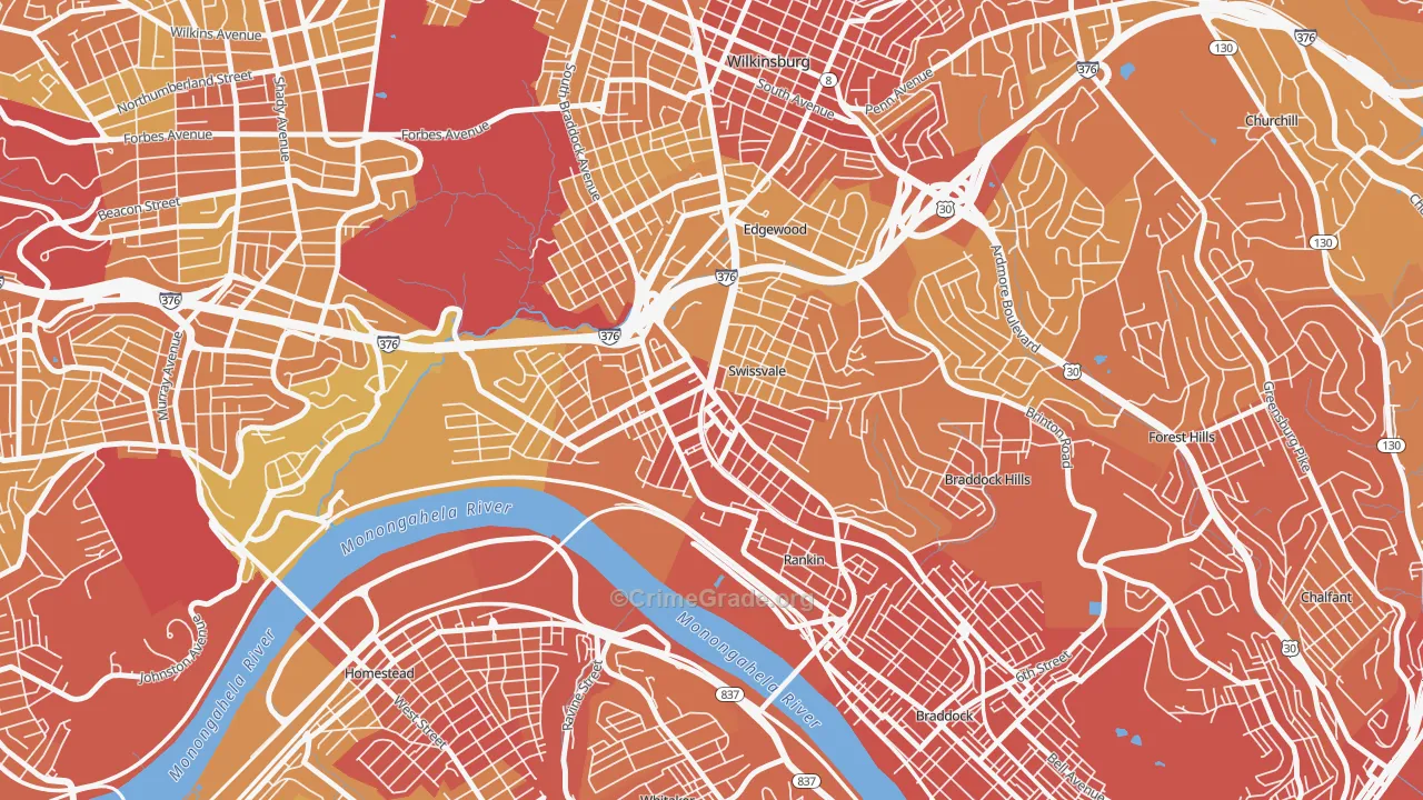 Swissvale, PA Map of Murder Rates