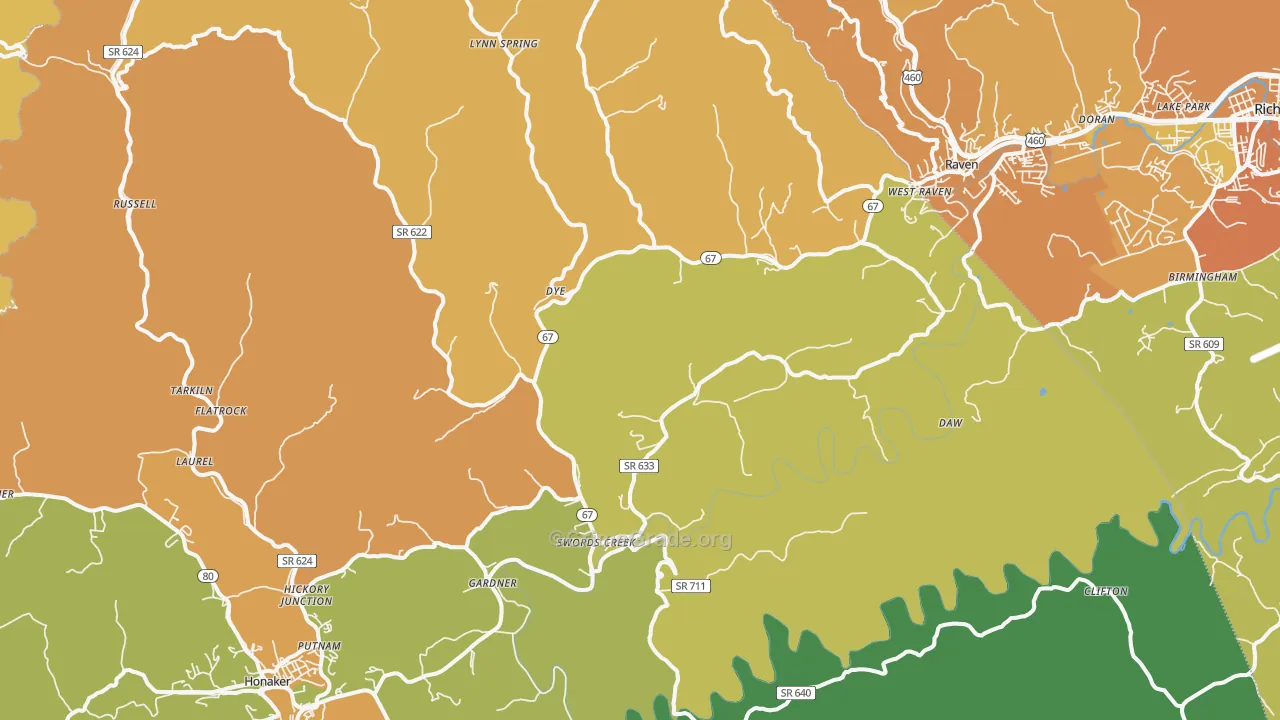 Swords Creek, VA Map of Murder Rates
