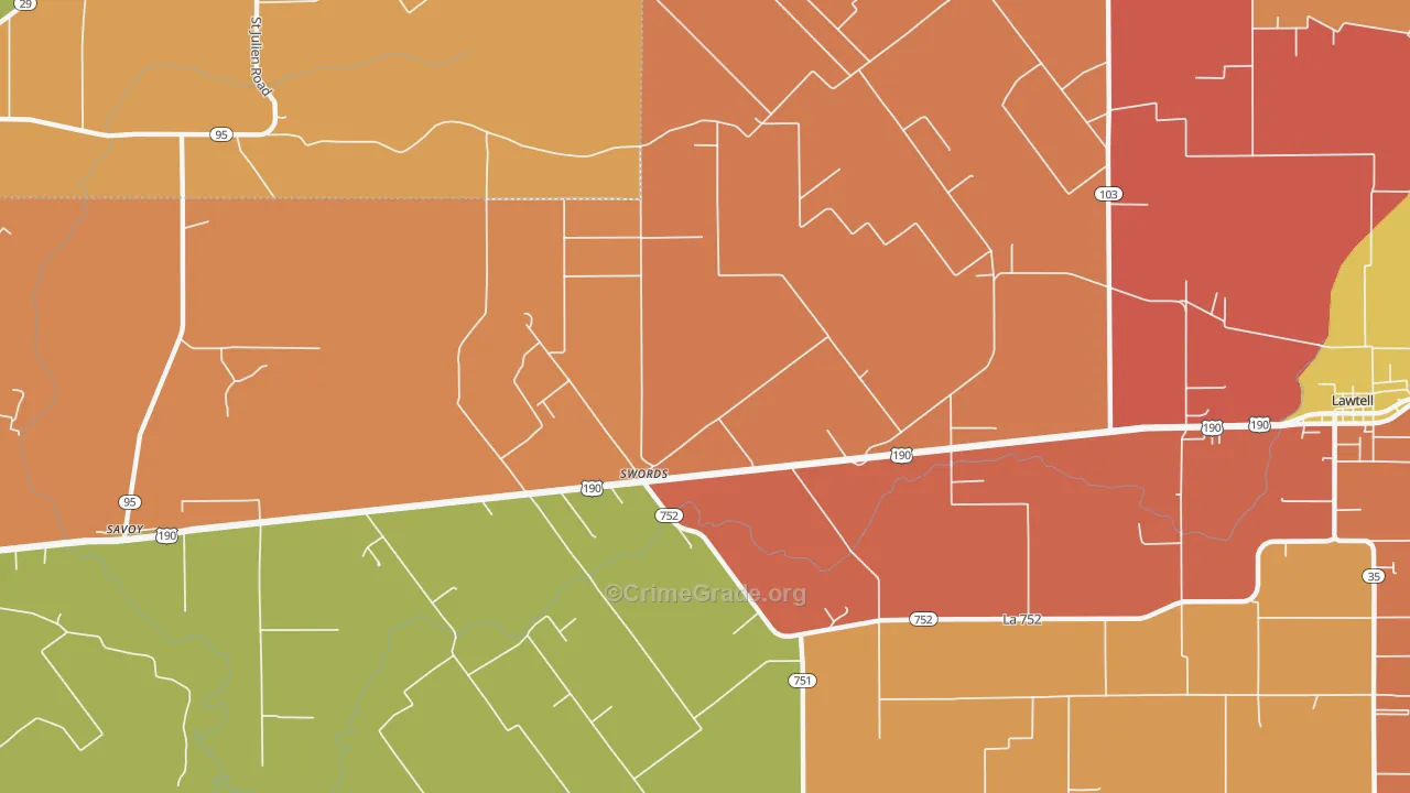 Swords, LA Map of Murder Rates