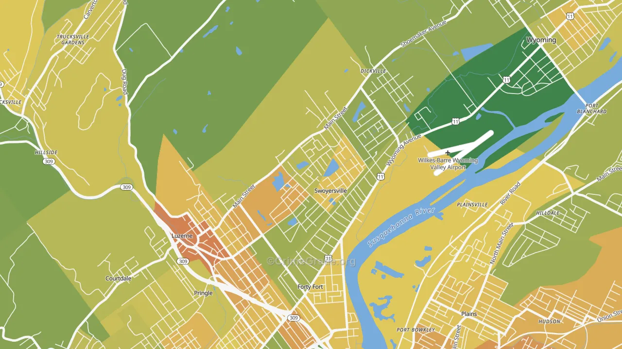 Swoyersville, PA Map of Murder Rates