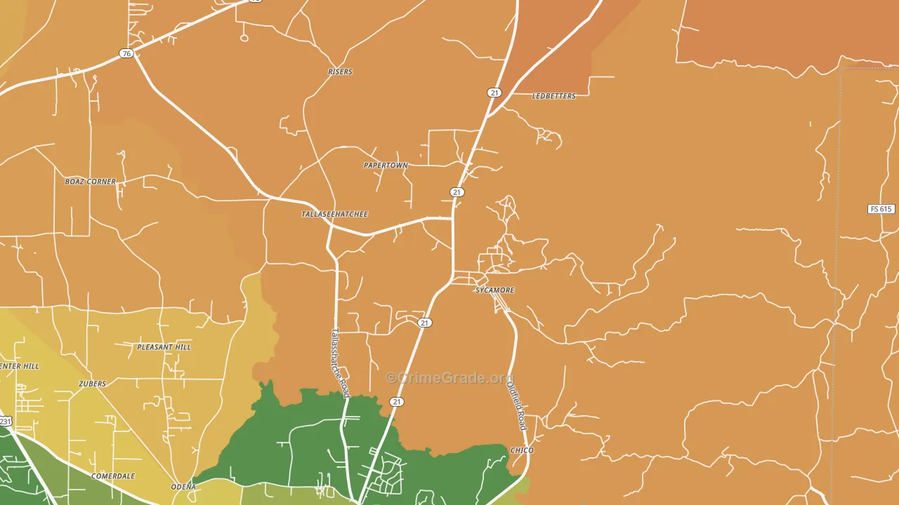Sycamore, AL Map of Murder Rates
