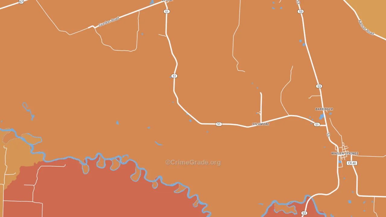 Sycamore, AR Map of Murder Rates