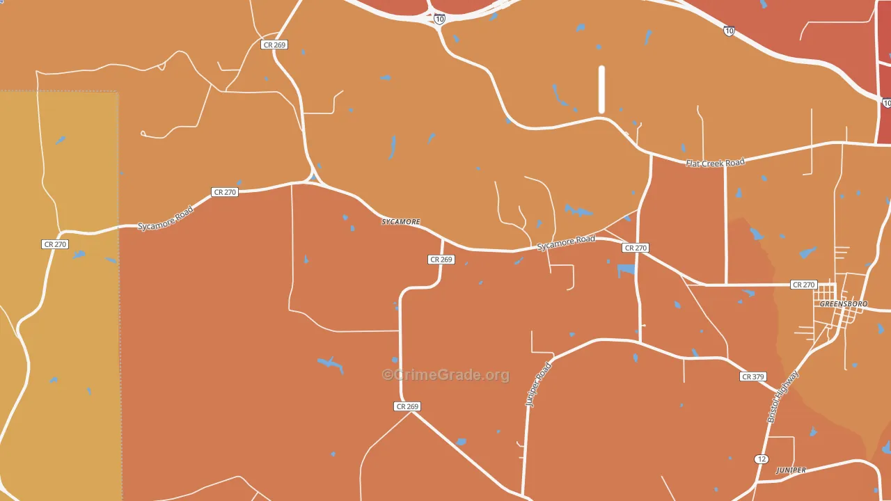 Sycamore, FL Map of Murder Rates