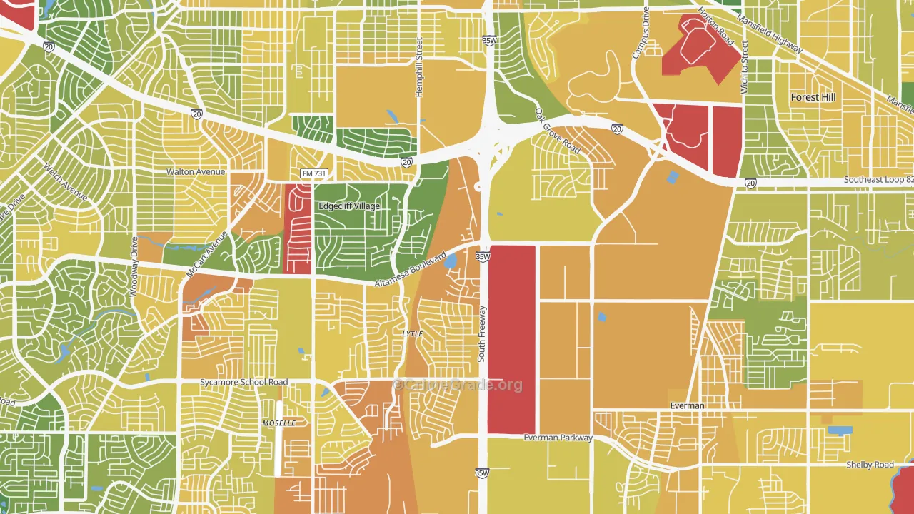 Sycamore, Fort Worth, TX Map of Murder Rates