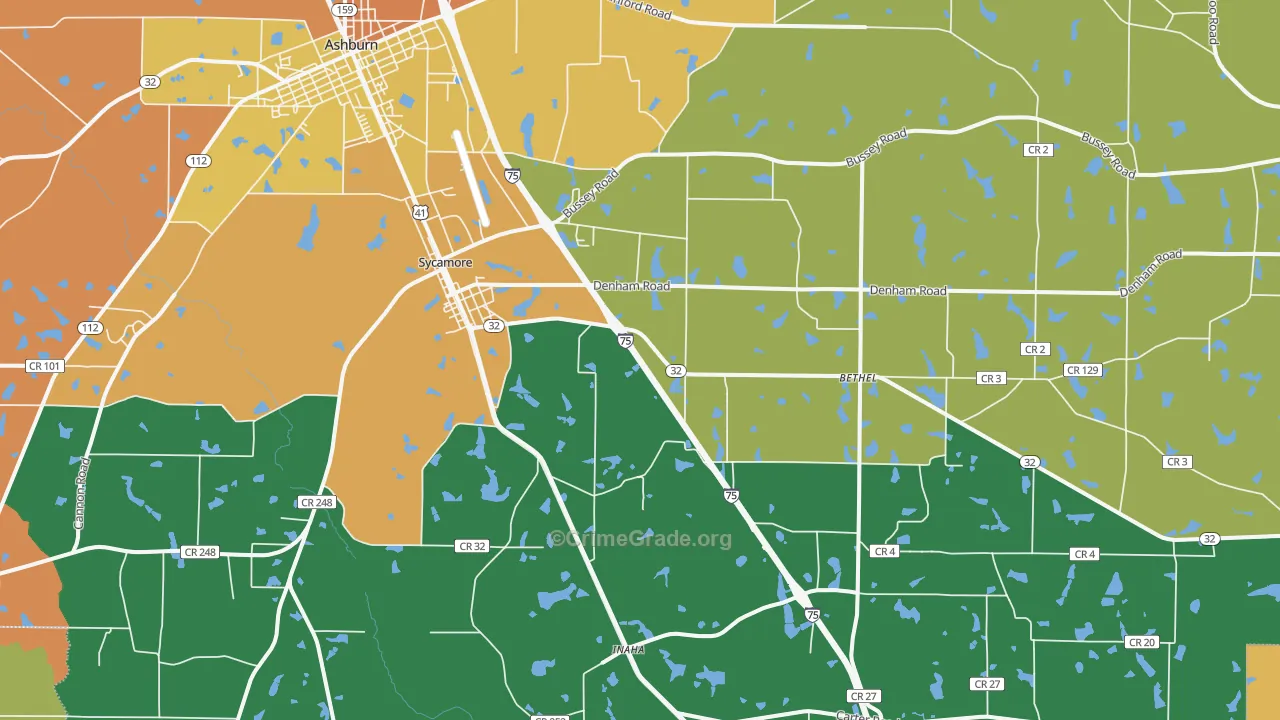 Sycamore, GA Map of Murder Rates