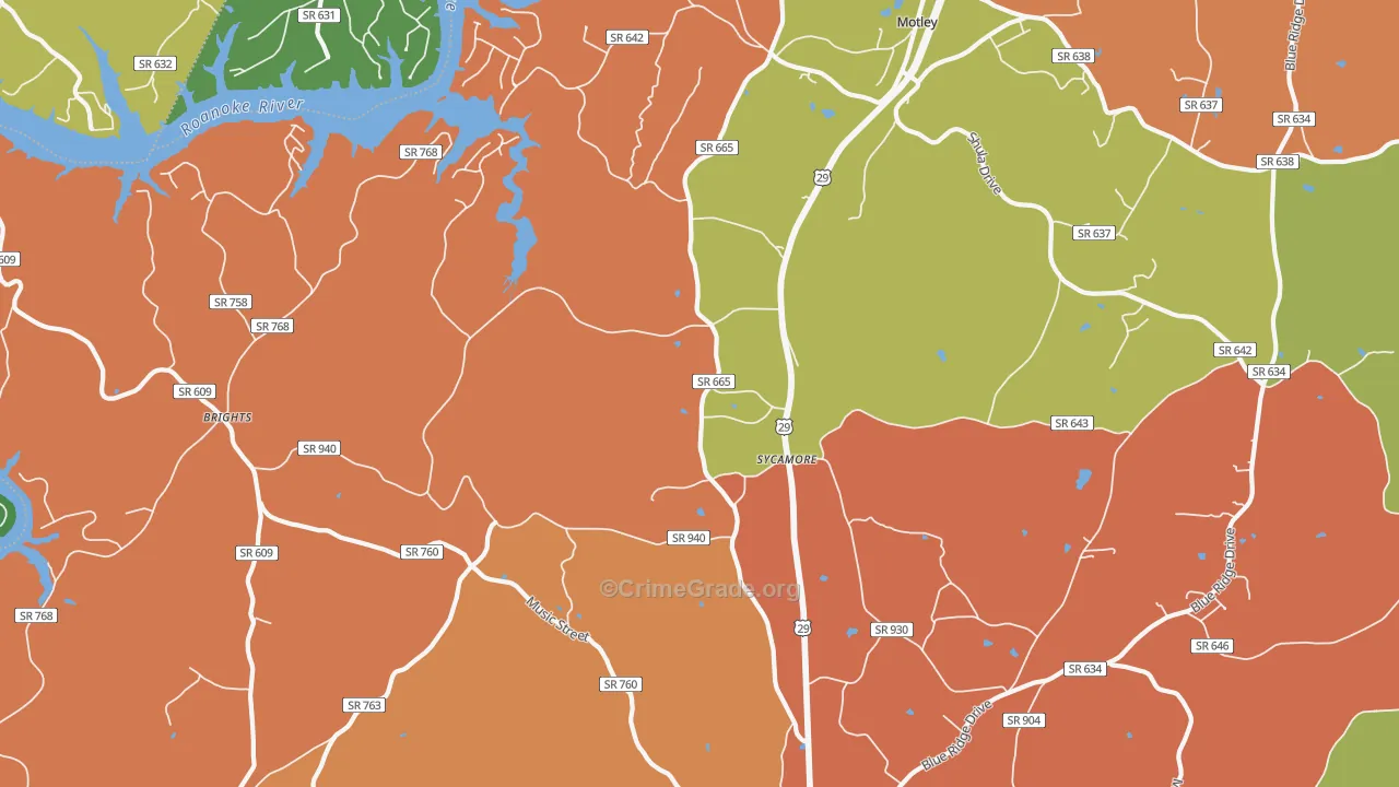 Sycamore, VA Map of Murder Rates