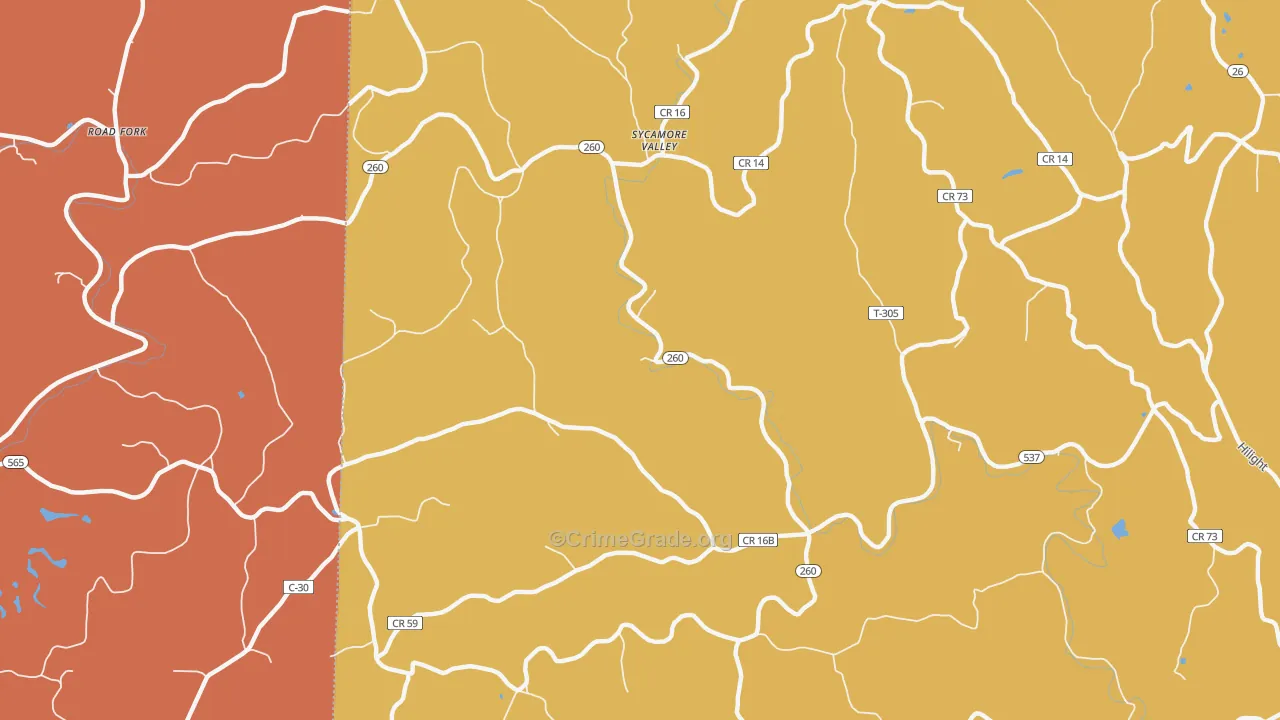Sycamore Valley, OH Map of Murder Rates