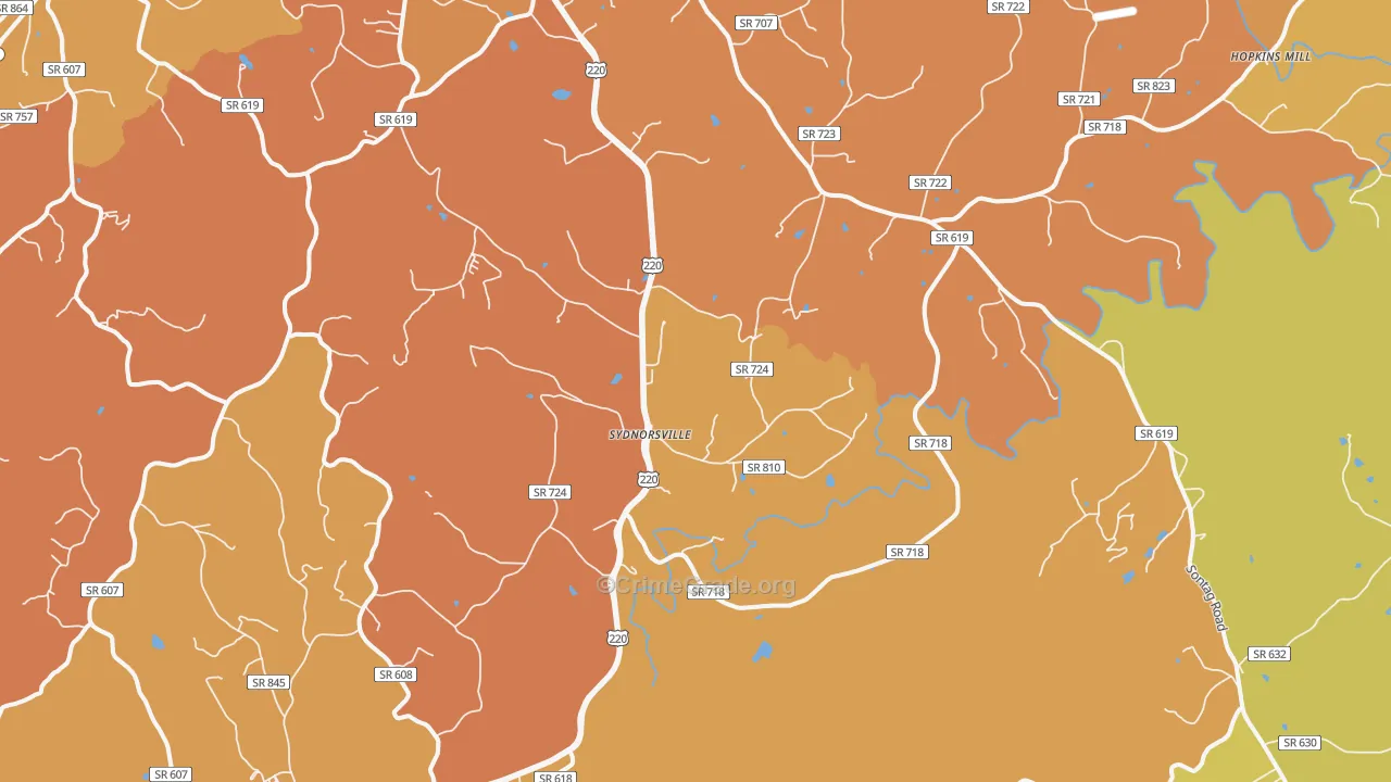 Sydnorsville, VA Map of Murder Rates