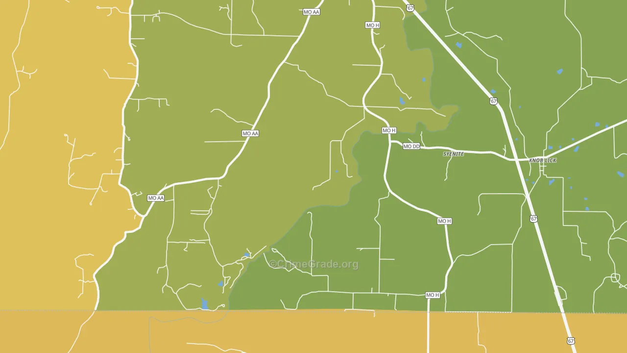 Syenite, MO Map of Murder Rates