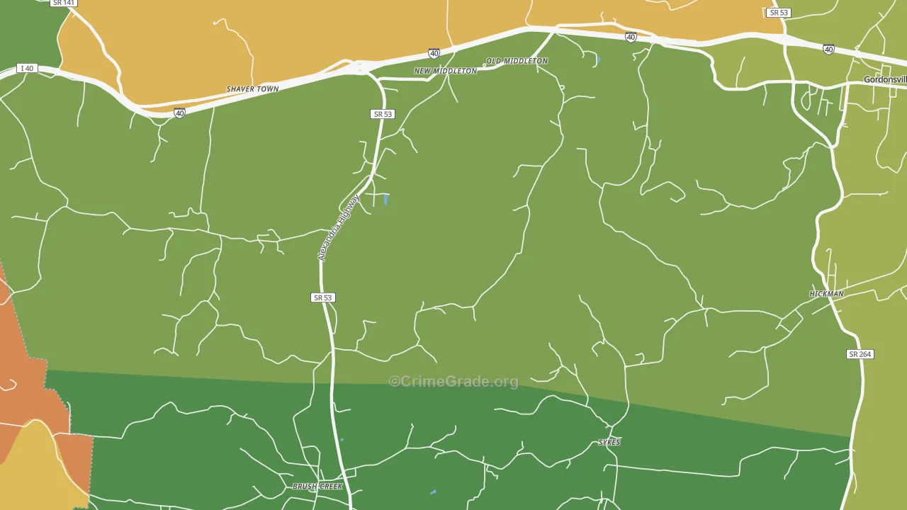 Sykes, TN Map of Murder Rates