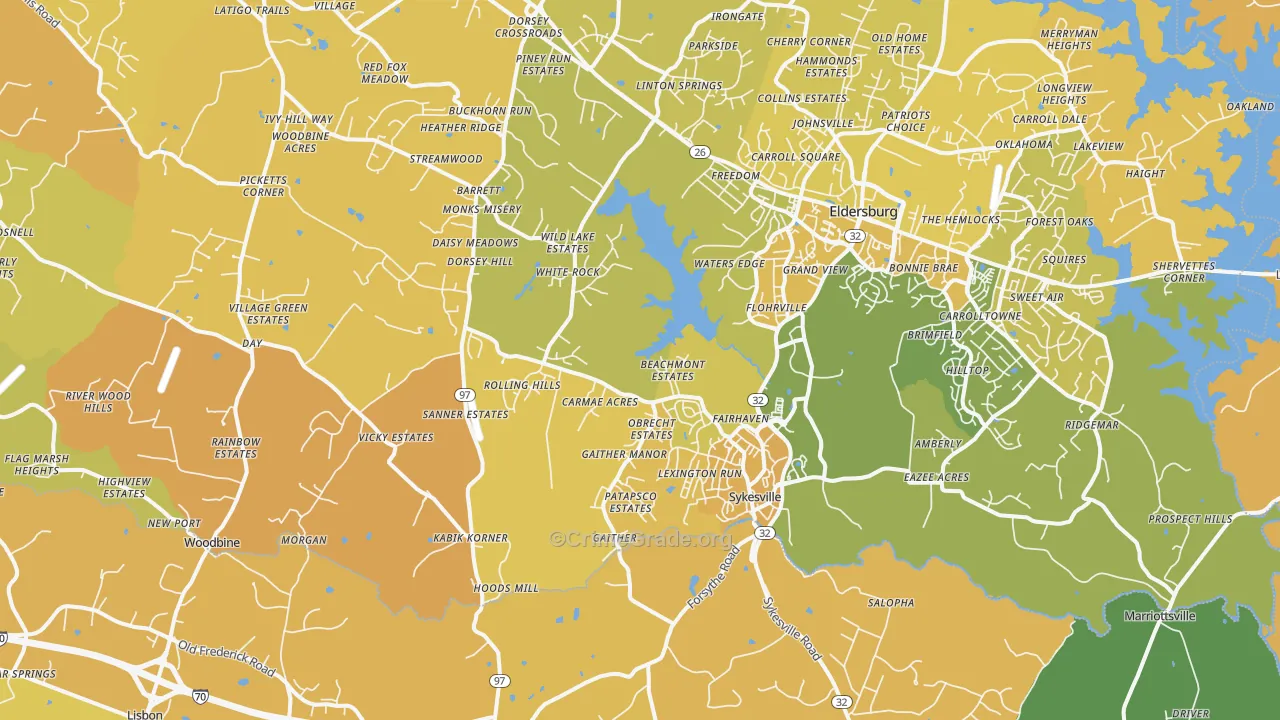 Sykesville, MD Map of Murder Rates