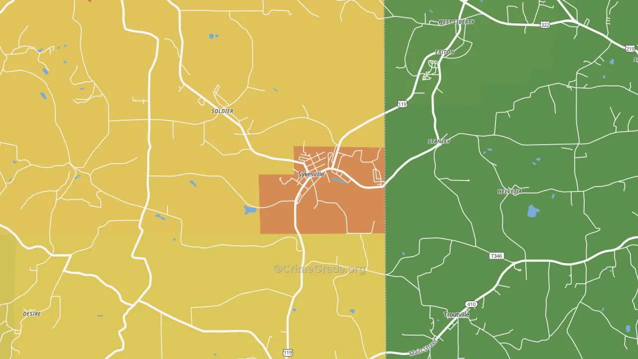 Sykesville, PA Map of Murder Rates