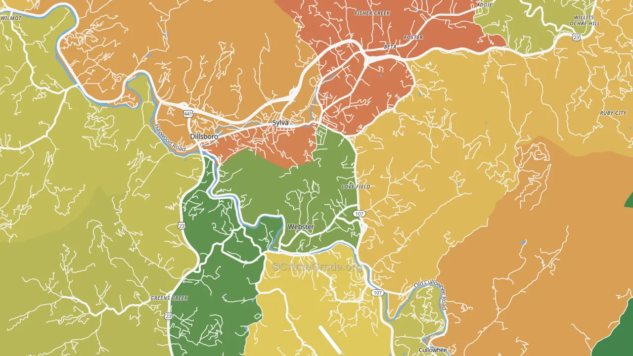 Sylva, NC Map of Murder Rates