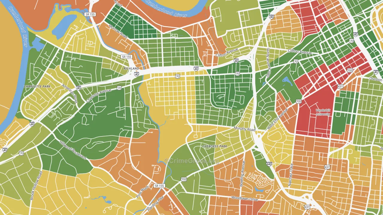 Sylvan Park, Nashville, TN Map of Murder Rates