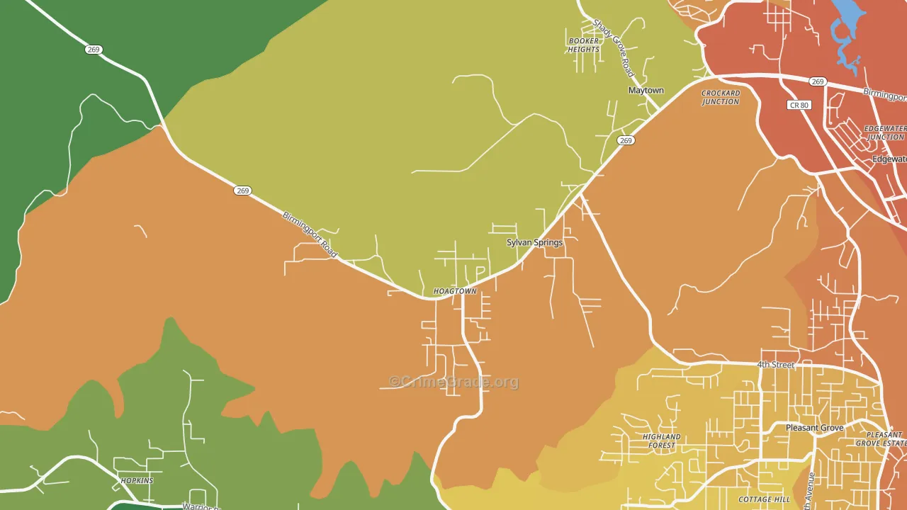 Sylvan Springs, AL Map of Murder Rates