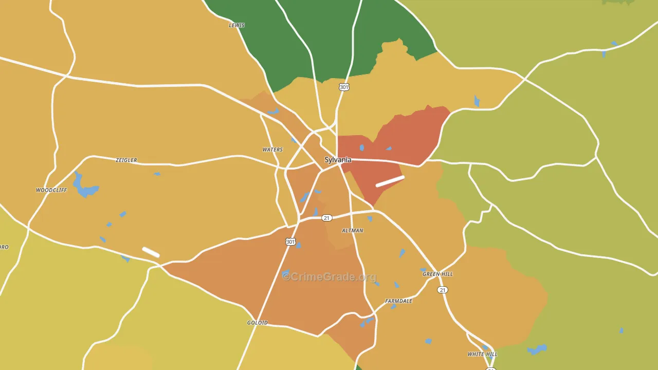 Sylvania, GA Map of Murder Rates