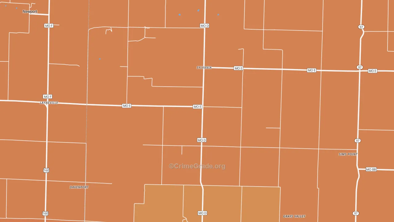 Sylvania, MO Map of Murder Rates