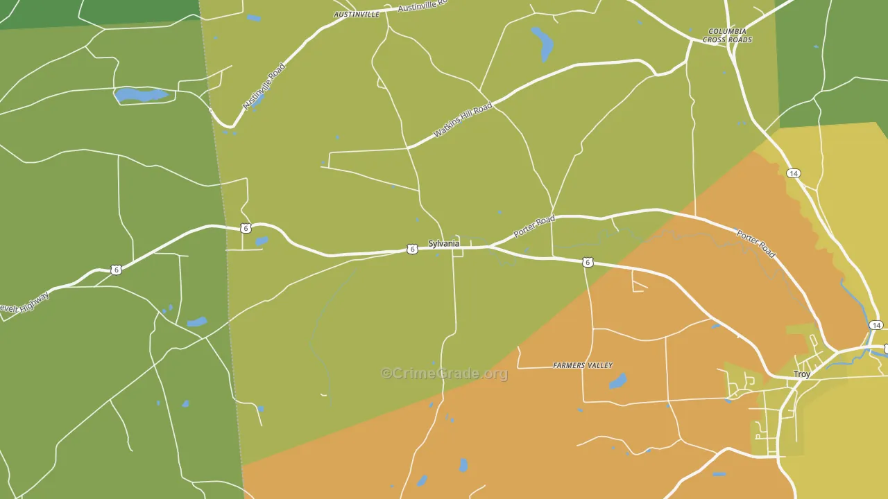 Sylvania, PA Map of Murder Rates