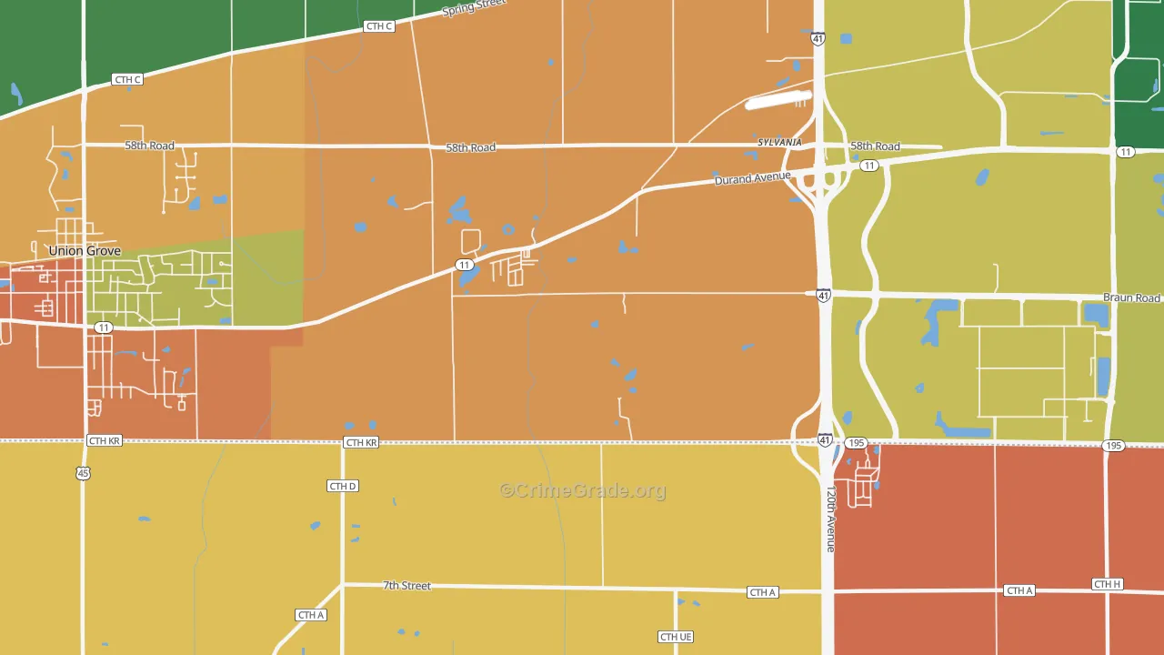 Sylvania, WI Map of Murder Rates